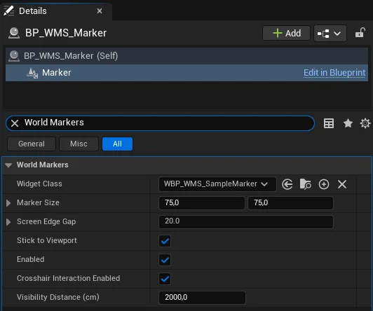 Marker settings