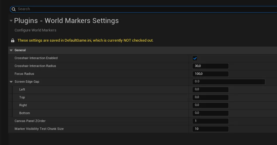 Project Settings / World Marker Settings